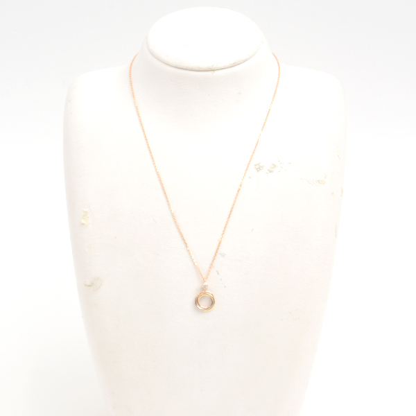 カルティエ ネックレス レディース トリニティ 1Pダイヤモンド ネックレス ゴールド Cartier 750YG×WG×PG 中古