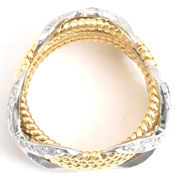 ティファニー 指輪 レディース ジャンシュランバージェ 6ロウ ダイヤ リング 13.5号 ゴールド プラチナ TIFFANY 750YG×PT950 中古