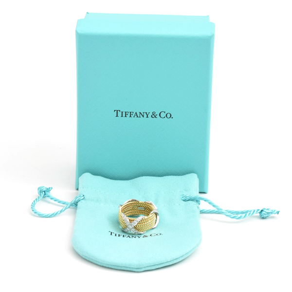 ティファニー 指輪 レディース ジャンシュランバージェ 6ロウ ダイヤ リング 13.5号 ゴールド プラチナ TIFFANY 750YG×PT950 中古