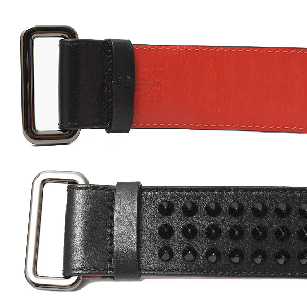 クリスチャンルブタン ベルト メンズ Loubi Belt スパイクスタッズ 110/44 カーフ ブラック×レッド Christian Louboutin 3195160CM53 中古