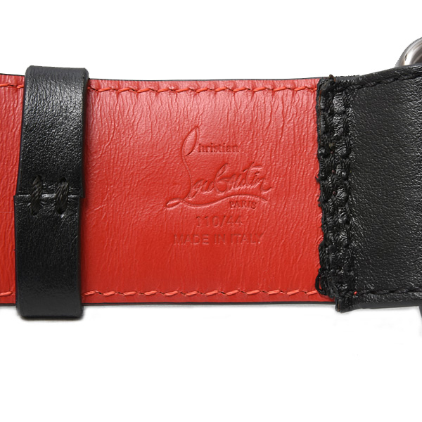 クリスチャンルブタン ベルト メンズ Loubi Belt スパイクスタッズ 110/44 カーフ ブラック×レッド Christian Louboutin 3195160CM53 中古
