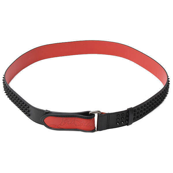 クリスチャンルブタン ベルト メンズ Loubi Belt スパイクスタッズ 110/44 カーフ ブラック×レッド Christian Louboutin 3195160CM53 中古