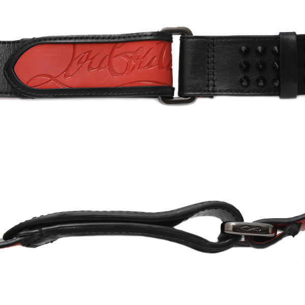 クリスチャンルブタン ベルト メンズ Loubi Belt スパイクスタッズ 110/44 カーフ ブラック×レッド Christian Louboutin 3195160CM53 中古