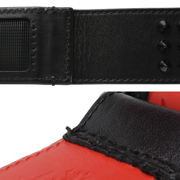 クリスチャンルブタン ベルト メンズ Loubi Belt スパイクスタッズ 110/44 カーフ ブラック×レッド Christian Louboutin 3195160CM53 中古