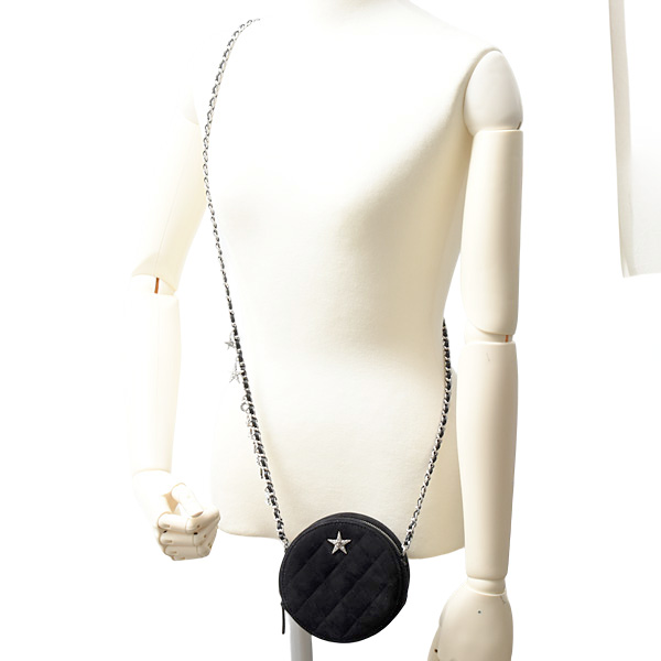 シャネル バッグ レディース マトラッセ スターライン チェーンショルダーバッグ  ココマーク ラウンド スエード ブラック CHANEL 中古