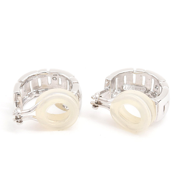 ミキモト イヤリング レディース ダイヤ フープ D0.07ct×2 ホワイトゴールド K18WG MIKIMOTO 中古