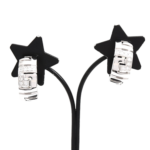 ミキモト イヤリング レディース ダイヤ フープ D0.07ct×2 ホワイトゴールド K18WG MIKIMOTO 中古