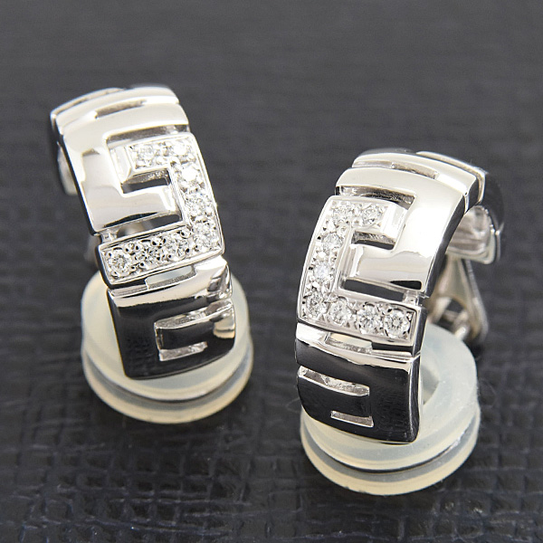 ミキモト イヤリング レディース ダイヤ フープ D0.07ct×2 ホワイトゴールド K18WG MIKIMOTO 中古