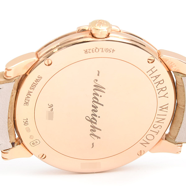 ハリーウィンストン 時計 レディース ミッドナイト ダイヤベゼル 電池式 シャンパンピンク ピンクゴールド 750PG HARRY WINSTON MIDQHM32RR002 450/LQ32R 中古