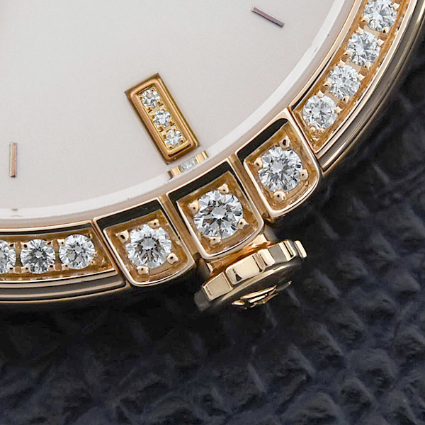 ハリーウィンストン 時計 レディース ミッドナイト ダイヤベゼル 電池式 シャンパンピンク ピンクゴールド 750PG HARRY WINSTON MIDQHM32RR002 450/LQ32R 中古