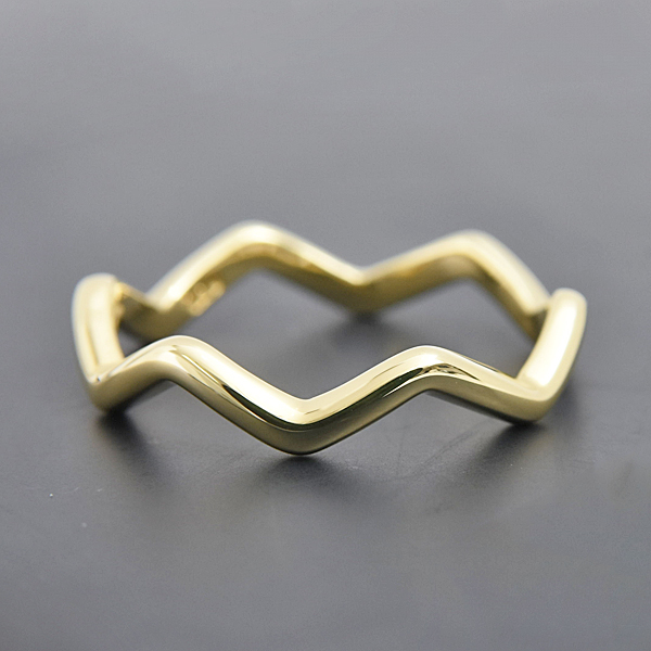 ティファニー 指輪 レディース ジグザグ リング 実測サイズ11.5号程度 ウェーブ イエローゴールド TIFFANY 750YG K18YG 中古
