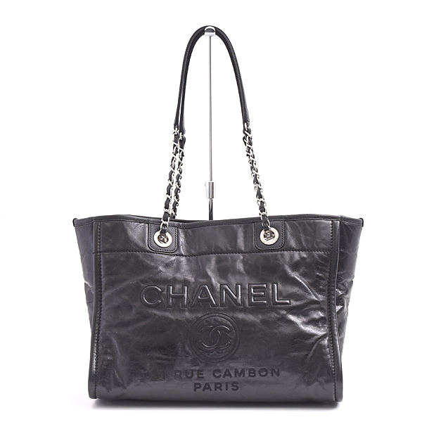シャネル バッグ レディース ドーヴィル チェーントート ブラック CHANEL A93257 中古