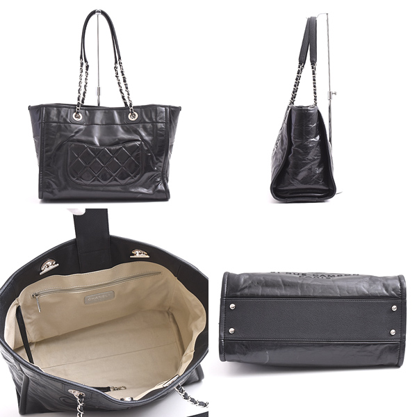 シャネル バッグ レディース ドーヴィル チェーントート ブラック CHANEL A93257 中古