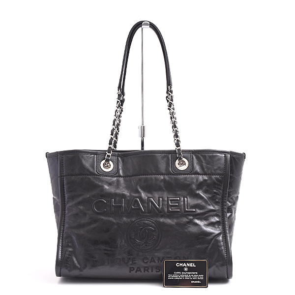 シャネル バッグ レディース ドーヴィル チェーントート ブラック CHANEL A93257 中古