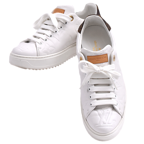 ルイヴィトン 靴 メンズ モノグラム タイムアウトライン スニーカー サイズ39 1/2 日本サイズ25.5cm ホワイト Louis Vuitton 1A9HBX 中古