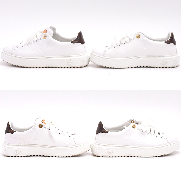 ルイヴィトン 靴 メンズ モノグラム タイムアウトライン スニーカー サイズ39 1/2 日本サイズ25.5cm ホワイト Louis Vuitton 1A9HBX 中古