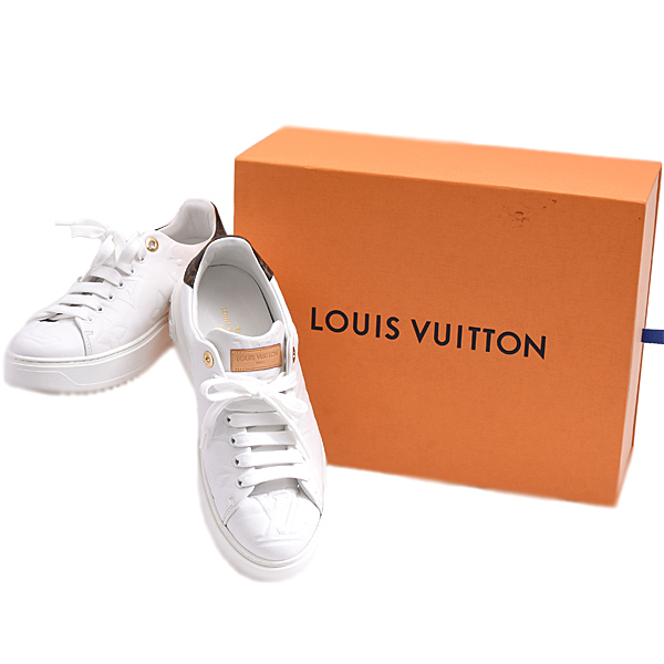 ルイヴィトン 靴 メンズ モノグラム タイムアウトライン スニーカー サイズ39 1/2 日本サイズ25.5cm ホワイト Louis Vuitton 1A9HBX 中古