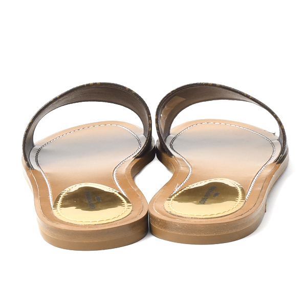 ルイヴィトン 靴 レディース モノグラム ロックイット フラットミュール サンダル サイズ36 日本サイズ23cm程度 ブラウン Louis Vuitton 中古