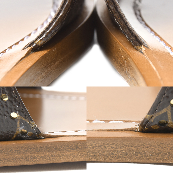 ルイヴィトン 靴 レディース モノグラム ロックイット フラットミュール サンダル サイズ36 日本サイズ23cm程度 ブラウン Louis Vuitton 中古