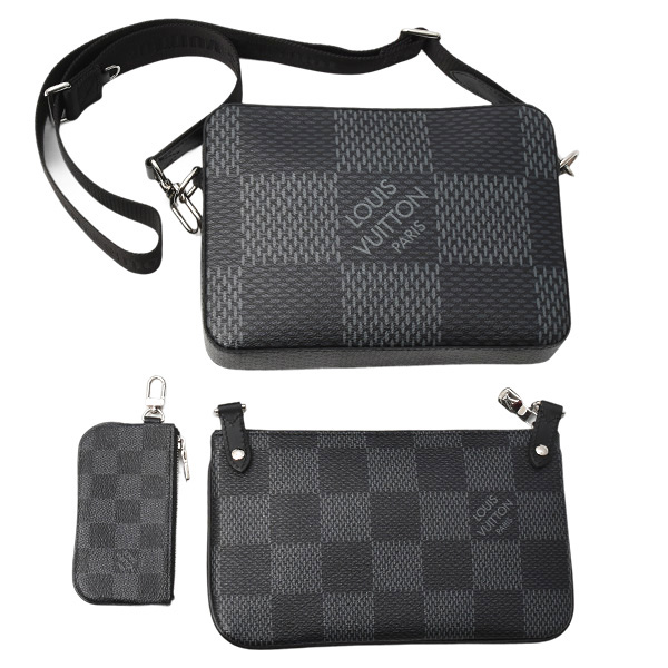 ルイヴィトン バッグ メンズ ダミエグラフィット3D トリオメッセンジャー ショルダーバッグ Louis Vuitton N50017 中古