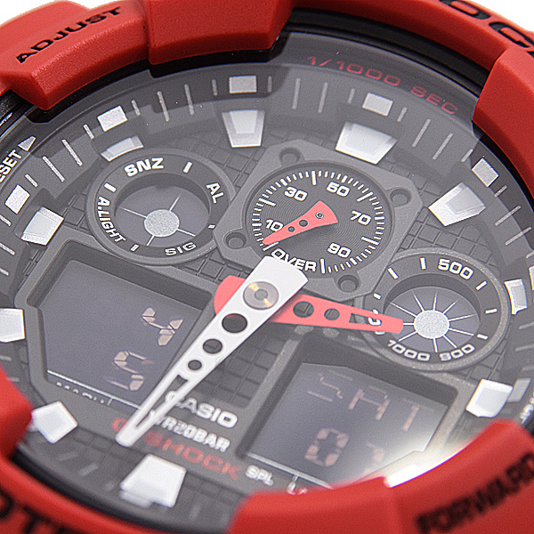カシオ 時計 メンズ G-SHOCK 電池式 デジアナ文字盤 レッド SS ラバー カーボン 樹脂 Gショック 腕時計 CASIO GA-100B-4AER 中古
