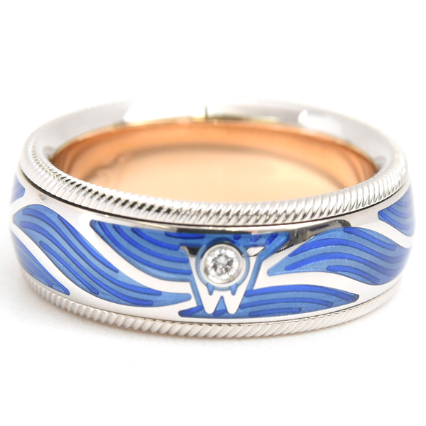 ウェレンドルフ 指輪 レディース シマリング ウェーブ リング 51号 エマイユ ホワイトゴールド Wellendorff 750WG 中古