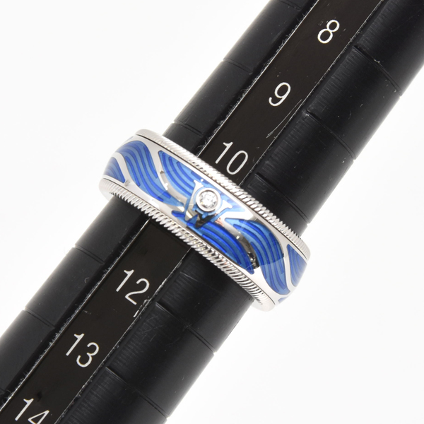 ウェレンドルフ 指輪 レディース シマリング ウェーブ リング 51号 エマイユ ホワイトゴールド Wellendorff 750WG 中古