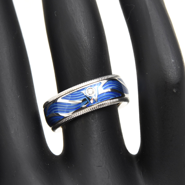 ウェレンドルフ 指輪 レディース シマリング ウェーブ リング 51号 エマイユ ホワイトゴールド Wellendorff 750WG 中古