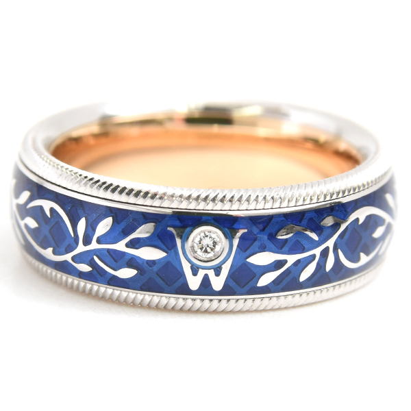 ウェレンドルフ ミキモト 指輪 レディース フォーゲットミーノット エマイユ 1Pダイヤ リング 53.5号 ゴールド Wellendorff 750WG 中古