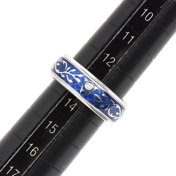 ウェレンドルフ ミキモト 指輪 レディース フォーゲットミーノット エマイユ 1Pダイヤ リング 53.5号 ゴールド Wellendorff 750WG 中古