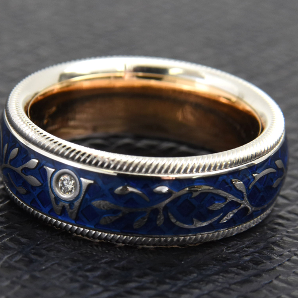 ウェレンドルフ ミキモト 指輪 レディース フォーゲットミーノット エマイユ 1Pダイヤ リング 53.5号 ゴールド Wellendorff 750WG 中古