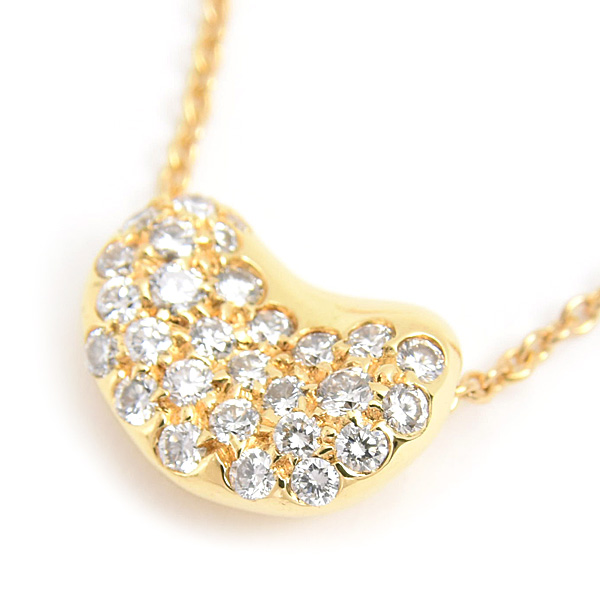 ティファニー ネックレス レディース ビーン ダイヤ ネックレス エルサペレッティ イエローゴールド TIFFANY 750YG 中古