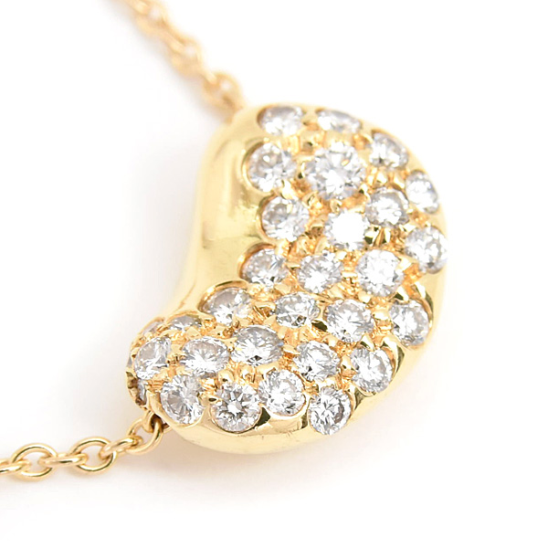 ティファニー ネックレス レディース ビーン ダイヤ ネックレス エルサペレッティ イエローゴールド TIFFANY 750YG 中古