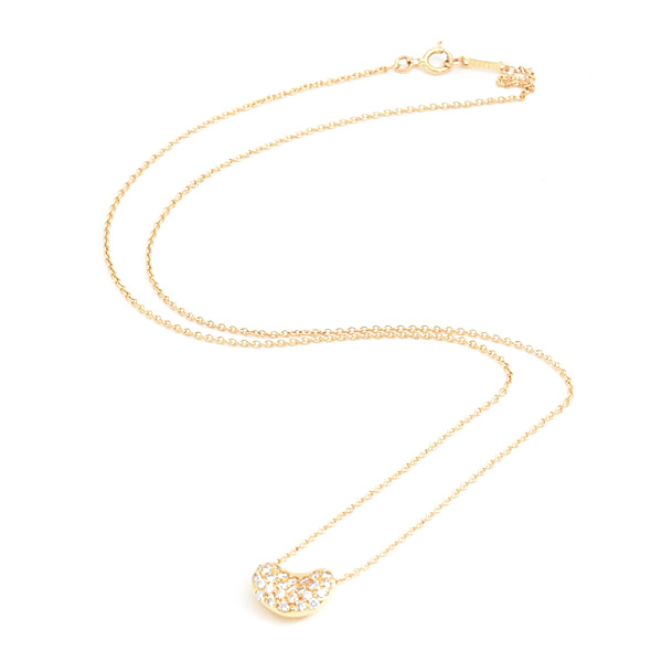 ティファニー ネックレス レディース ビーン ダイヤ ネックレス エルサペレッティ イエローゴールド TIFFANY 750YG 中古