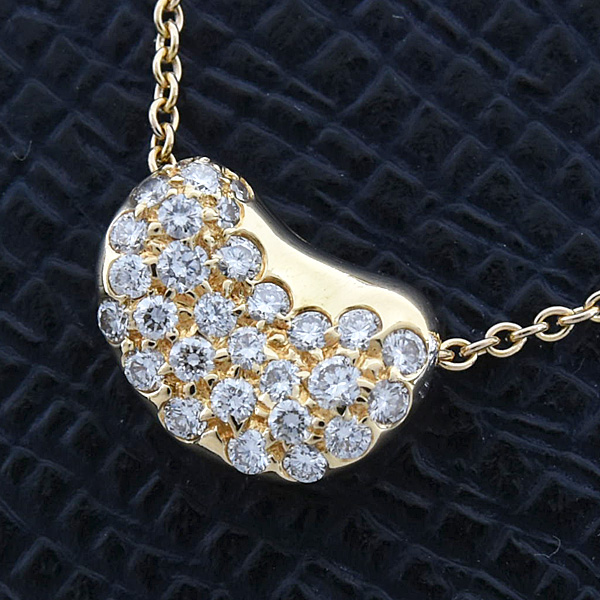 ティファニー ネックレス レディース ビーン ダイヤ ネックレス エルサペレッティ イエローゴールド TIFFANY 750YG 中古