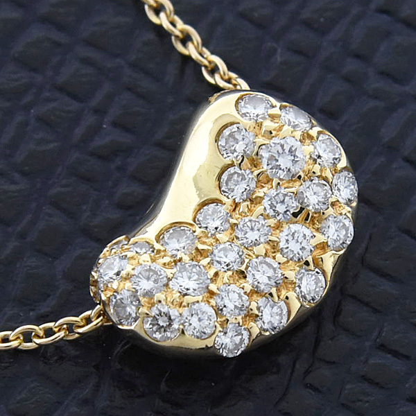 ティファニー ネックレス レディース ビーン ダイヤ ネックレス エルサペレッティ イエローゴールド TIFFANY 750YG 中古