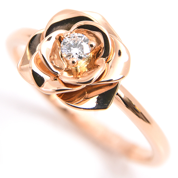 ピアジェ 指輪 レディース ローズ 1Pダイヤモンド リング 49号 ピンクゴールド PIAGET 750PG 中古