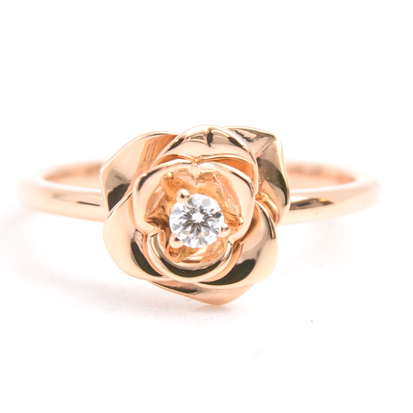 ピアジェ 指輪 レディース ローズ 1Pダイヤモンド リング 49号 ピンクゴールド PIAGET 750PG 中古