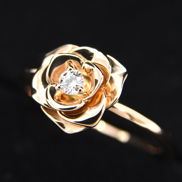 ピアジェ 指輪 レディース ローズ 1Pダイヤモンド リング 49号 ピンクゴールド PIAGET 750PG 中古