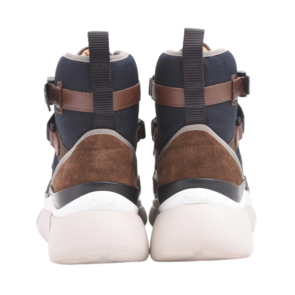 クロエ 靴 レディース ハイカットスニーカー ブラウン×ネイビー サイズ37 日本サイズ24cm Chloe 中古