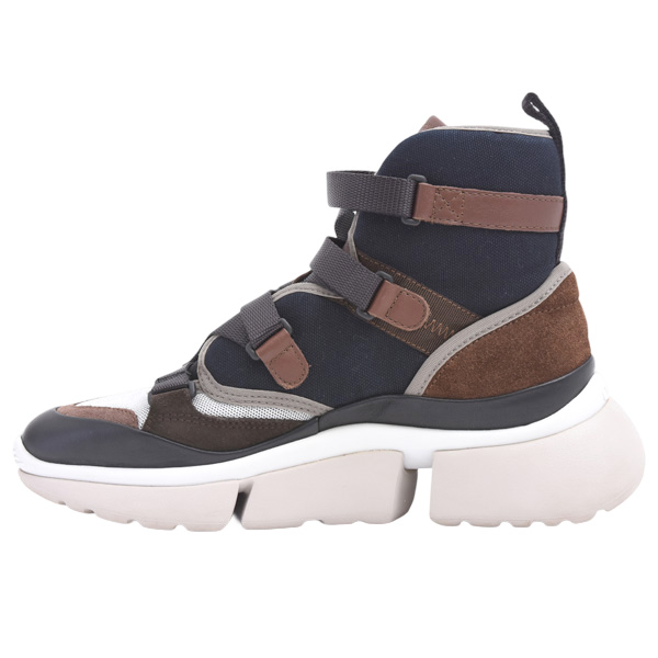 クロエ 靴 レディース ハイカットスニーカー ブラウン×ネイビー サイズ37 日本サイズ24cm Chloe 中古