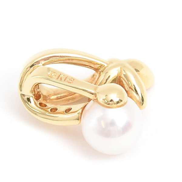 ミキモト ペンダント レディース パール ダイヤ フラワーデザイン ペンダントトップ 5.5mm珠 イエローゴールド K18 MIKIMOTO 中古