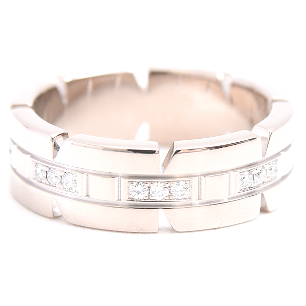 カルティエ 指輪 レディース タンクフランセーズ ダイヤモンド リング 51号 ホワイトゴールド Cartier 750WG 中古