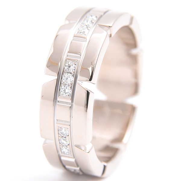 カルティエ 指輪 レディース タンクフランセーズ ダイヤモンド リング 51号 ホワイトゴールド Cartier 750WG 中古