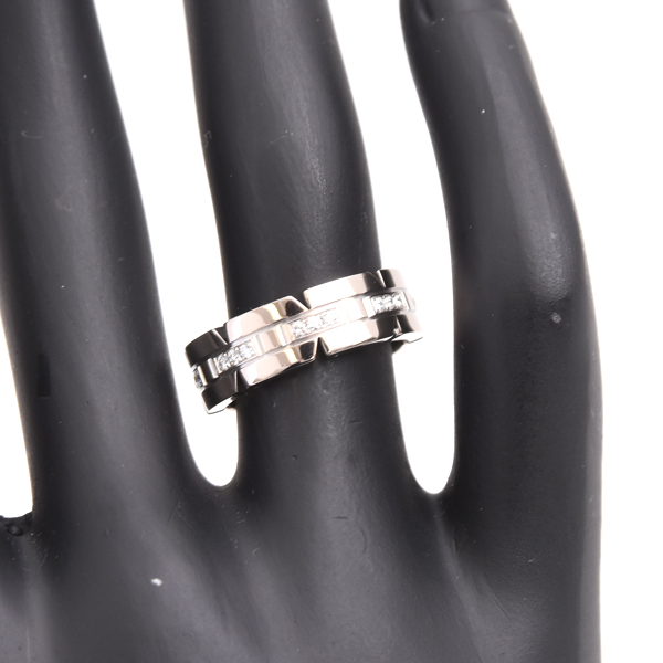 カルティエ 指輪 レディース タンクフランセーズ ダイヤモンド リング 51号 ホワイトゴールド Cartier 750WG 中古