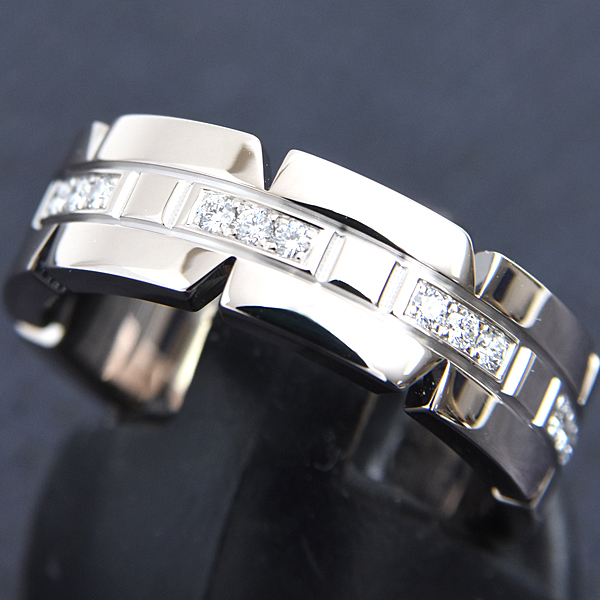 カルティエ 指輪 レディース タンクフランセーズ ダイヤモンド リング 51号 ホワイトゴールド Cartier 750WG 中古