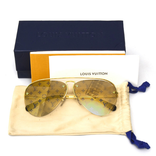 ルイヴィトン サングラス メンズ レディース グリース ゴールド クリアブラウンレンズ Louis Vuitton Z1366E 中古