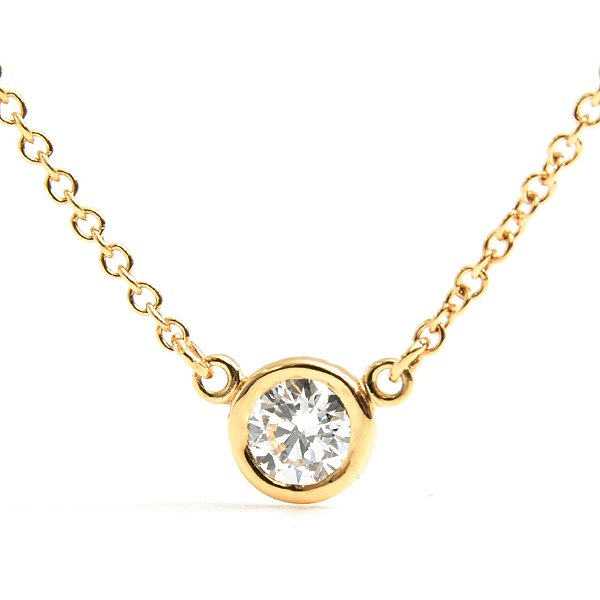 ティファニー ネックレス レディース バイザヤード 1Pダイヤ ネックレス D0.2ct G-VVS2-3Ex ゴールド TIFFANY 750YG 中古