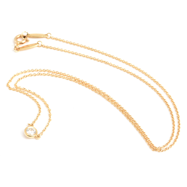 ティファニー ネックレス レディース バイザヤード 1Pダイヤ ネックレス D0.2ct G-VVS2-3Ex ゴールド TIFFANY 750YG 中古