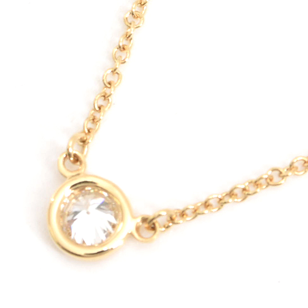 ティファニー ネックレス レディース バイザヤード 1Pダイヤ ネックレス D0.2ct G-VVS2-3Ex ゴールド TIFFANY 750YG 中古